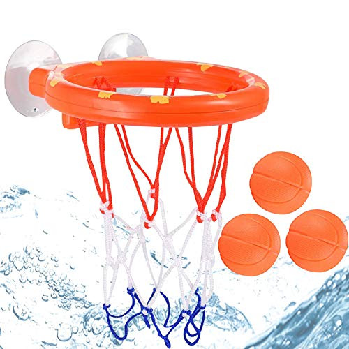 Bath Toys Basketball Hoop and 3 Balls Playset for Toddlers Kids Boy Girl Bathtub Swimming Pool Shooting Game,Suctions Cups to Stick Any Flat Surface