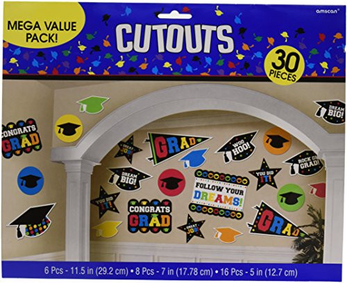 amscan Grad Mega Value Printed Paper Packaged Cutouts | Party Favor | 270 Ct.