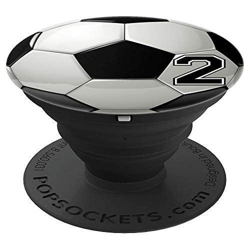 Soccer Player Number No 2 Football Ball Pop Socket PopSockets Grip and Stand for Phones and Tablets