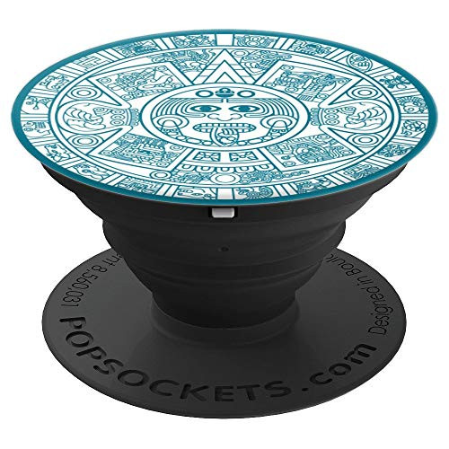 Aztec Calendar - Mexica Sun Stone. Turquoise Mayan Symbol PopSockets Grip and Stand for Phones and Tablets