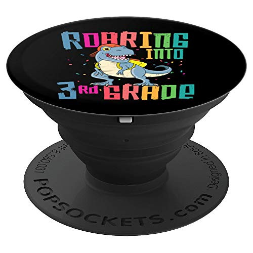 3rd Grade T Rex Roaring Back to School Kids Boys Dinosaur PopSockets Grip and Stand for Phones and Tablets