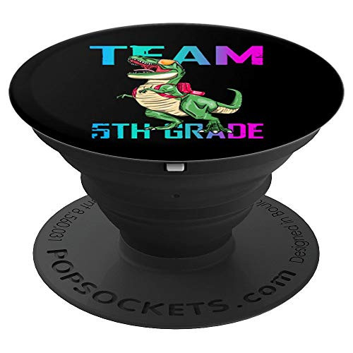 Team 5th Grade T Rex Dinosaur Back To School Boys PopSockets Grip and Stand for Phones and Tablets