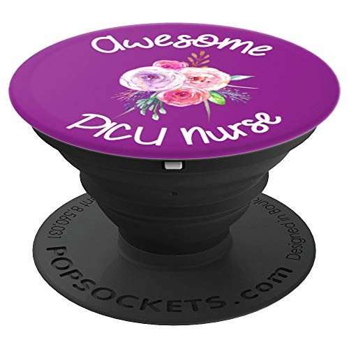 Awesome PICU RN Pediatric Intensive Care Floral Trendy Gift PopSockets Grip and Stand for Phones and Tablets