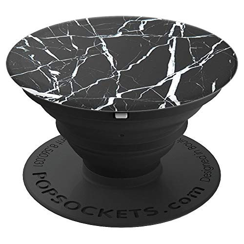 Black Marble - Black and white marble matte print PopSockets Grip and Stand for Phones and Tablets