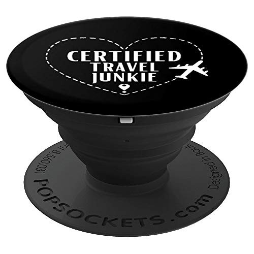 Certified Travel Junkie Airplane Mode Funny Gift Travel PopSockets Grip and Stand for Phones and Tablets