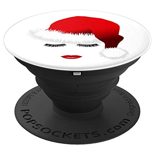 Santa Girl Eyelashes Lips Santa Hat Christmas PopSockets Grip and Stand for Phones and Tablets