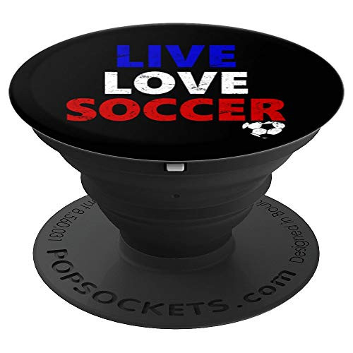 CocomoSoul-Mobile Live Love Soccer Mom Player Red White Blue Soccer Ball PopSockets Stand for Smartp PopSockets Grip and Stand for Phones and Tablets