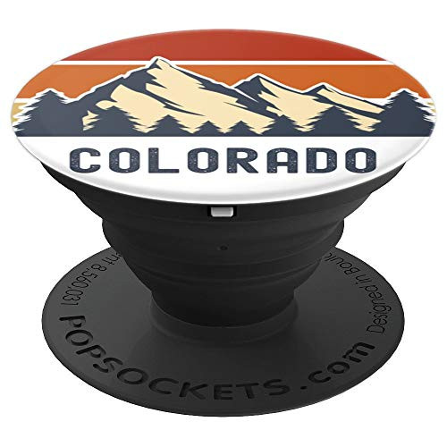 Colorado Retro Sun Mountains Trees PopSockets Grip and Stand for Phones and Tablets