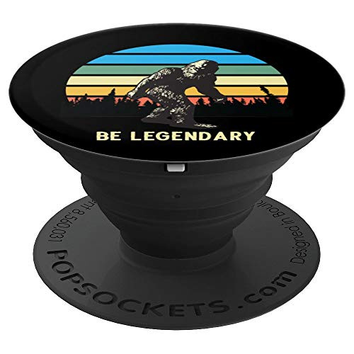 Retro Bigfoot with Sun - Be Legendary Motivational Quote PopSockets Grip and Stand for Phones and Tablets