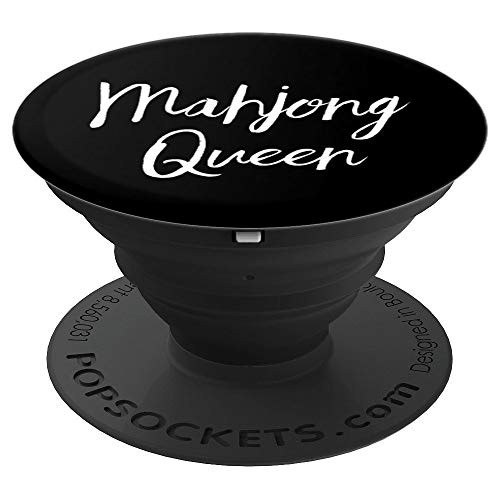 Funny Gift For Mahjong Player Mahjong Queen Black White PopSockets Grip and Stand for Phones and Tablets