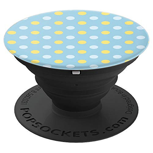 Cute Bedtime Pattern Polka Dots Pastel Blue Yellow Gift PopSockets Grip and Stand for Phones and Tablets
