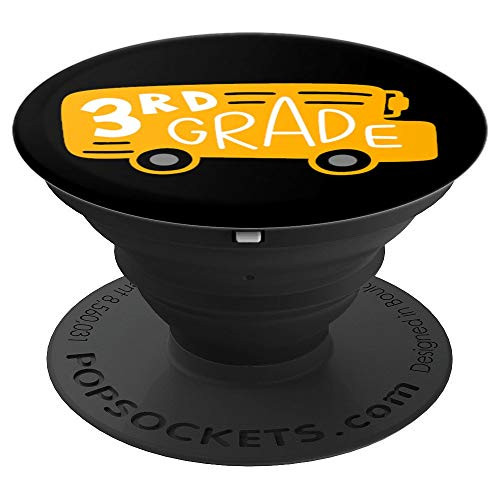 3rd Grade Yellow School Bus Student Teacher Back To School PopSockets Grip and Stand for Phones and Tablets