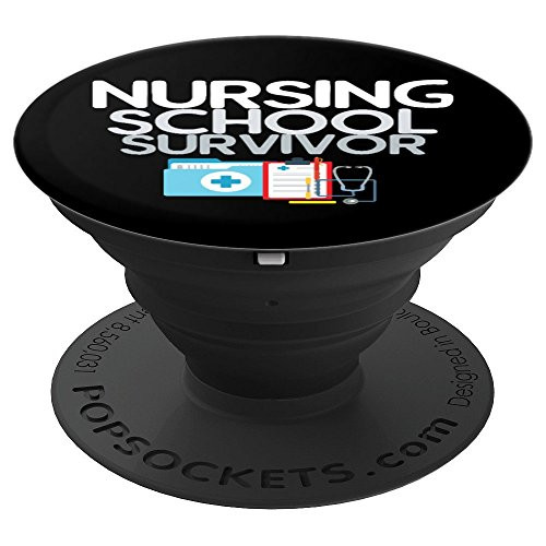 Nursing School Survivor Funny New Nurse Grad Gift PopSockets Grip and Stand for Phones and Tablets