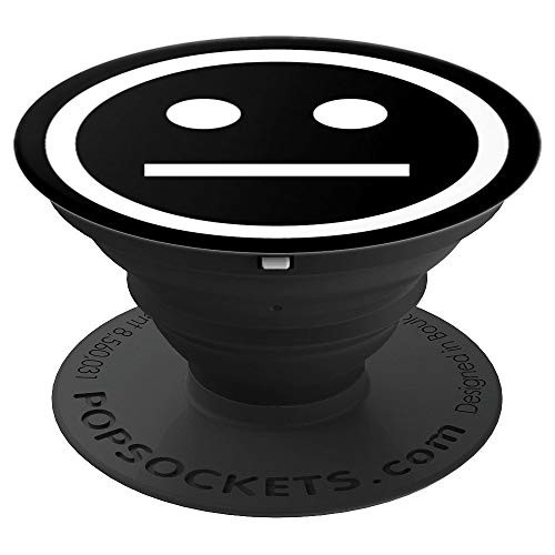 Meh Emoji - Humorous I Don't Care Lazy Smiley Bored Graphic PopSockets Grip and Stand for Phones and Tablets