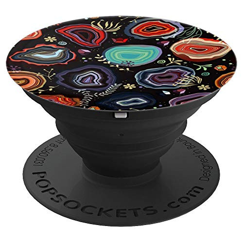 Gemstone Quartz Agate Geode Slice Floral PopSockets Grip and Stand for Phones and Tablets
