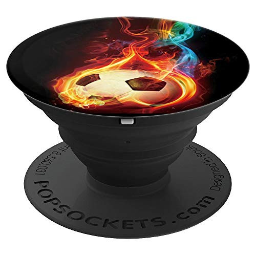 Flaming Soccer Ball (Football UK) Sports Fan PopSockets Grip and Stand for Phones and Tablets