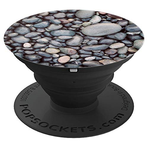 Gray Stone Beach Pattern Collapsible Pop Out Mount PopSockets Grip and Stand for Phones and Tablets