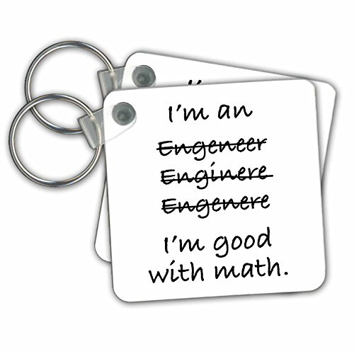 3dRose I'm an Engineer Engineer Engineer I'm Good with Math Key Chains, Set of 2 (kc_171882_1)