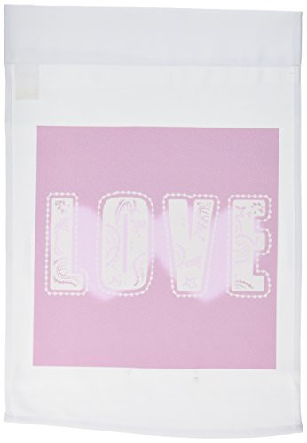 3dRose fl_39271_1 Pink Hearts Love Art Inspirational Words Valentines Day Garden Flag, 12 by 18-Inch