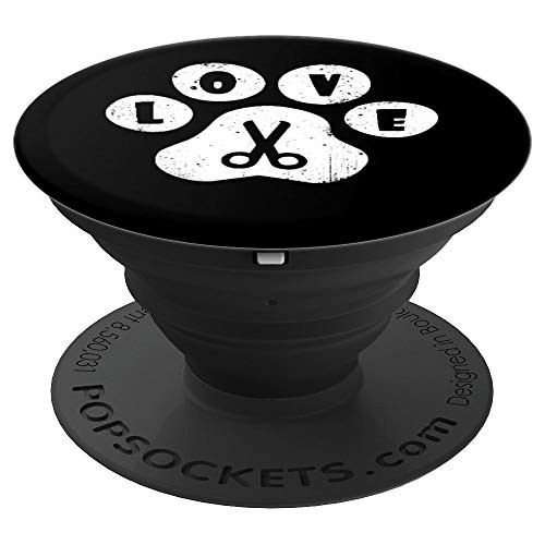 Dog Grooming Love Dogs Pet Daycare Groomer Vintage Paw Print PopSockets Grip and Stand for Phones and Tablets