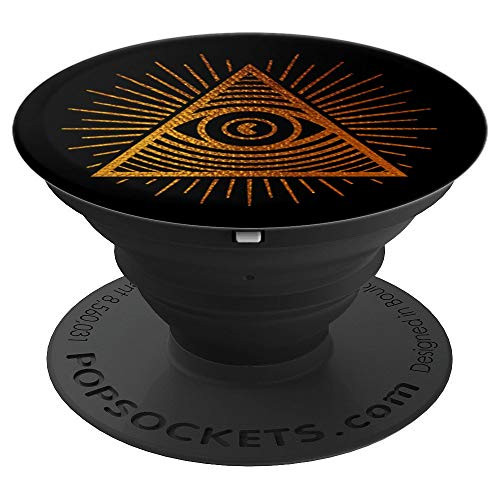 Cool Black Illuminati Conspiracy Yellow All Seeing Evil Eye PopSockets Grip and Stand for Phones and Tablets