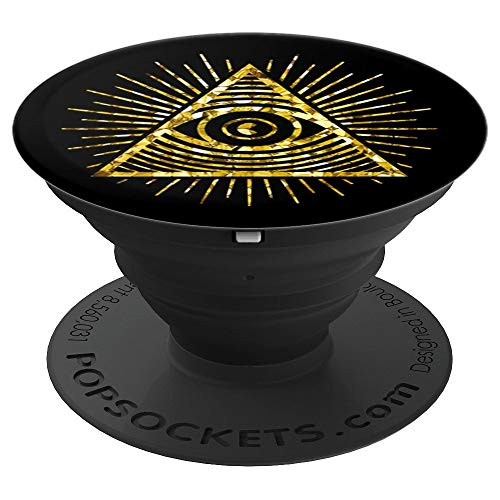 Cool Black Bright Yellow Illuminati Eye Smartphone Holder PopSockets Grip and Stand for Phones and Tablets