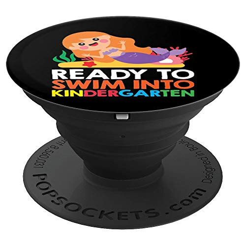 Ready To Swim Into Kindergarten Mermaid Back To School Gift PopSockets Grip and Stand for Phones and Tablets