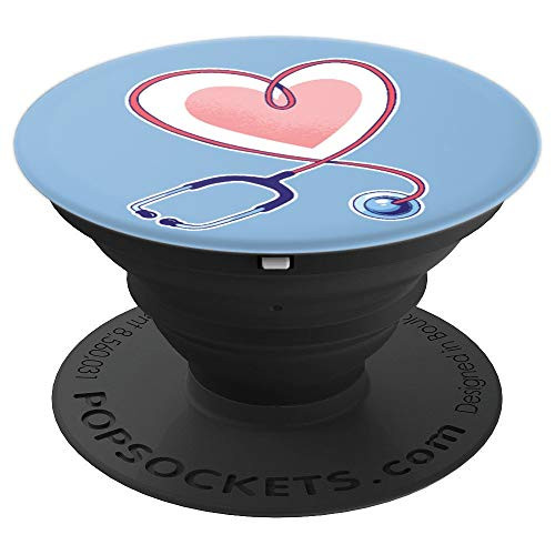 Nurse Doctor Stethoscope Heart Valentines Day Healthcare PopSockets Grip and Stand for Phones and Tablets
