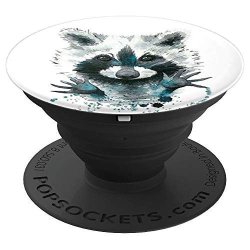 Blue Raccoon watercolor painting PopSockets Grip and Stand for Phones and Tablets