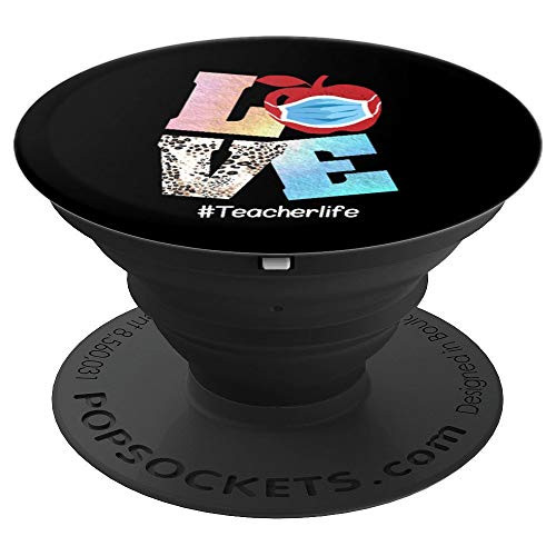 Love Teacher Life Apple Funny Back To School Teacher Gift PopSockets Grip and Stand for Phones and Tablets