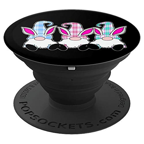 3 Easter Gnomes Pastel Spring Bunny Ears Rabbit Gingham PopSockets Grip and Stand for Phones and Tablets