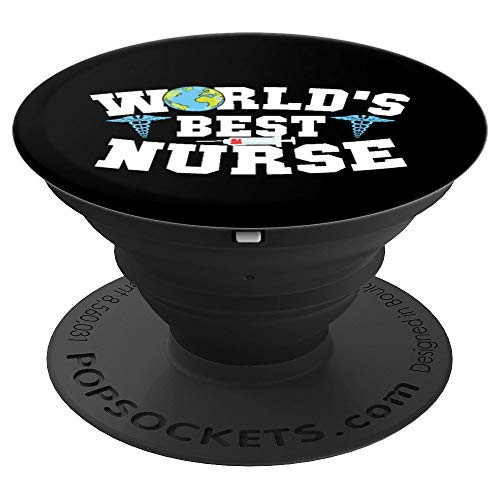 World's Best Nurse Essential Worker Healthcare Gift Idea PopSockets Grip and Stand for Phones and Tablets