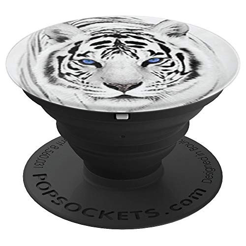 White Tiger Blue Eyes Cute Big Wild Cat Animal Grip Socket PopSockets Grip and Stand for Phones and Tablets