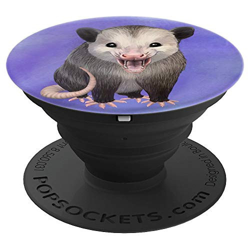Happy Possum on a blue purple watercolor background PopSockets Grip and Stand for Phones and Tablets