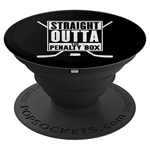 Straight Outta The Penalty Box | Funny Ice Hockey Gift Black PopSockets Grip and Stand for Phones and Tablets