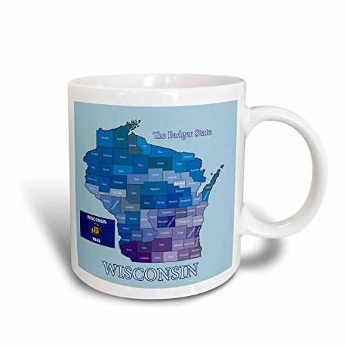 3dRose "Flag and County Map of West Virginia With State Name and Nickname" Mug, Blue, 11 oz