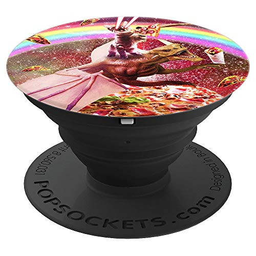 Laser Eyes Outer Space Cat Riding Dragon PopSockets Grip and Stand for Phones and Tablets