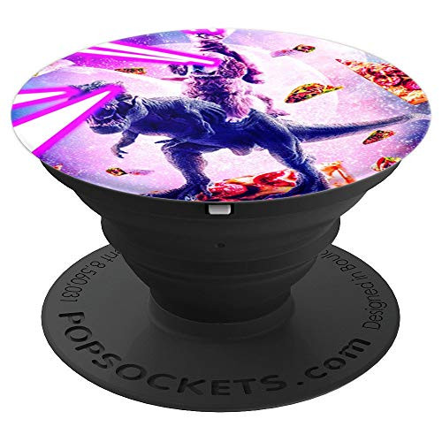 Laser Eyes Space Cat Riding Dog And Dinosaur PopSockets Grip and Stand for Phones and Tablets