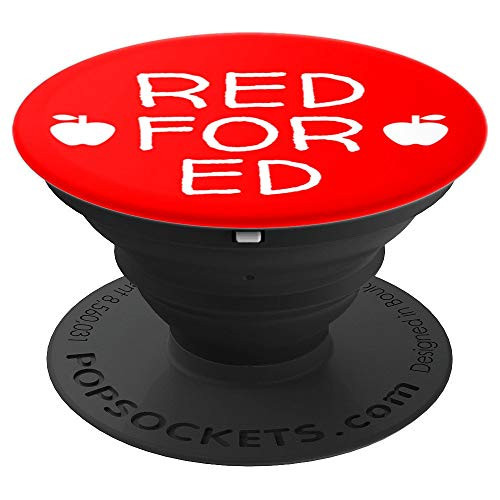 Red For Ed Proud Public School Teacher Supporter on Red PopSockets Grip and Stand for Phones and Tablets