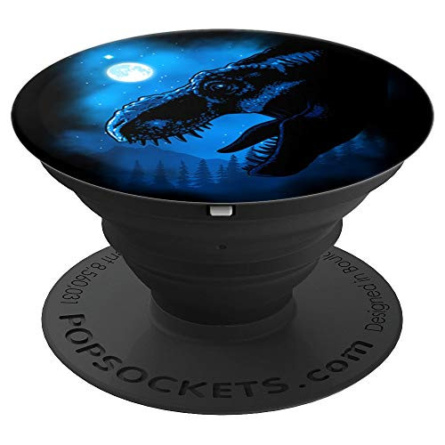 Dinosaurs T-rex in the night moon PopSockets Grip and Stand for Phones and Tablets