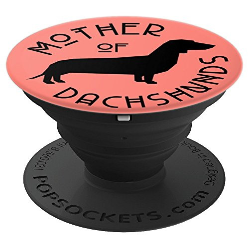 Funny Dachsund Weiner Weenie Dog Lover Mom on Coral PS14036 PopSockets Grip and Stand for Phones and Tablets