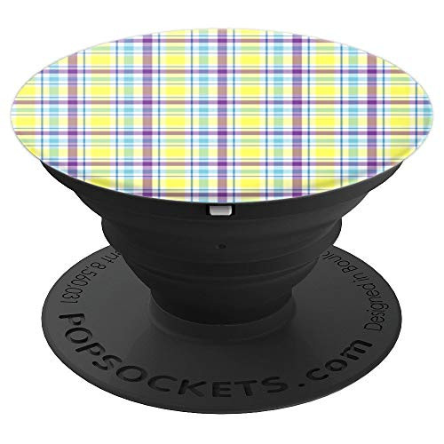 Spring Color Plaid Pattern - Yellow White Blue Purple PopSockets Grip and Stand for Phones and Tablets