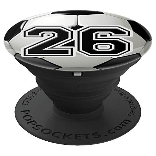 Personalized Soccer Ball Jersey Number 26 twenty six PopSockets Grip and Stand for Phones and Tablets
