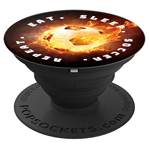 Eat Sleep Soccer Repeat Soccer Ball Cell Grip PopSockets Grip and Stand for Phones and Tablets