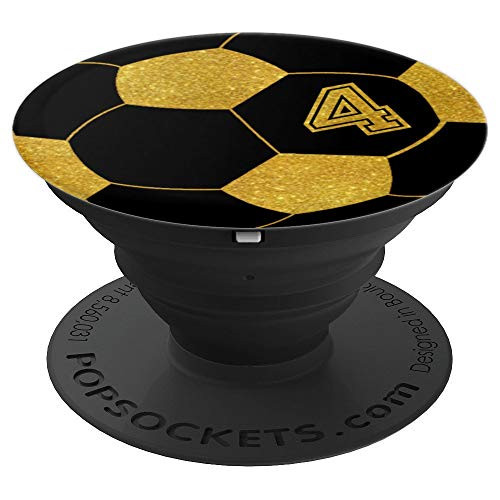 Golden Soccer Ball Player #4 Jersey No 4 Football Gift PopSockets Grip and Stand for Phones and Tablets Golden Soccer Ball Player #4 Jersey No 4 Football Gift PopSockets Grip and Stand for Phones and Tablets