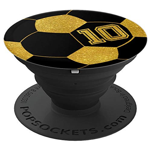 Golden Soccer Ball Player #10 Jersey No 10 Football Gift PopSockets Grip and Stand for Phones and Tablets Golden Soccer Ball Player #10 Jersey No 10 Football Gift PopSockets Grip and Stand for Phones and Tablets