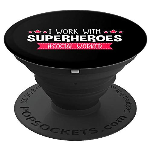 Social Workers MSW School Gift Funny Quote Work Superheroes PopSockets Grip and Stand for Phones and Tablets