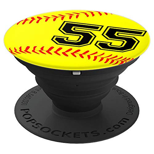 Softball Jersey Number #55 Fifty Five No 55 Game Play Fun PopSockets Grip and Stand for Phones and Tablets