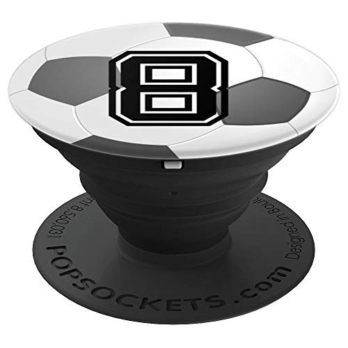 Soccer Ball Futbol Player Jersey Number #8 | Soccer Gifts PopSockets Grip and Stand for Phones and Tablets