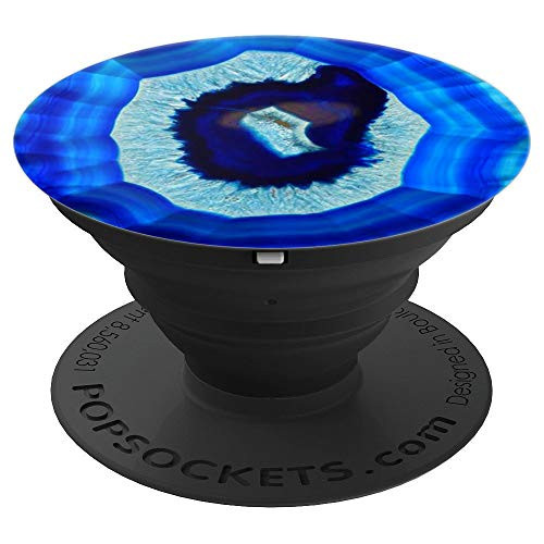 Agate Snow Blue Stone Rare Beautiful Gems Crystal Mineral PopSockets Grip and Stand for Phones and Tablets
